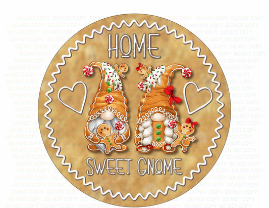 Home Sweet Gnome Christmas wreath sign