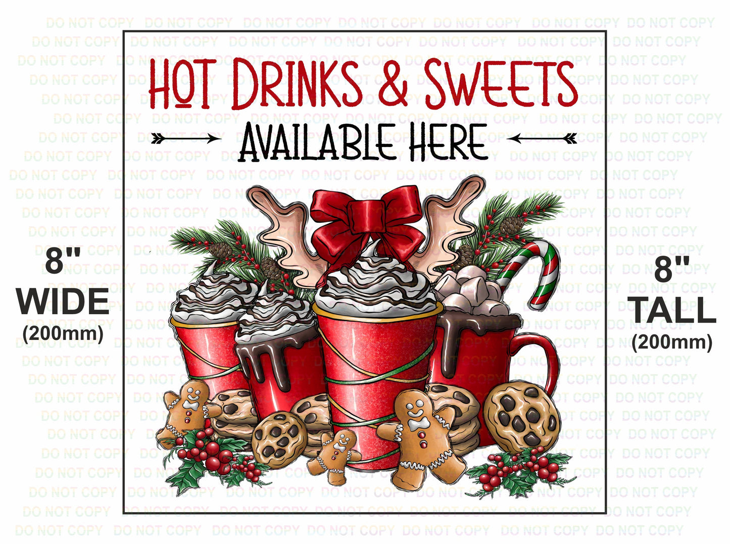 Hot Drinks wreath Sign, christmas hot chocolate wreath sign, hot cocoa sign