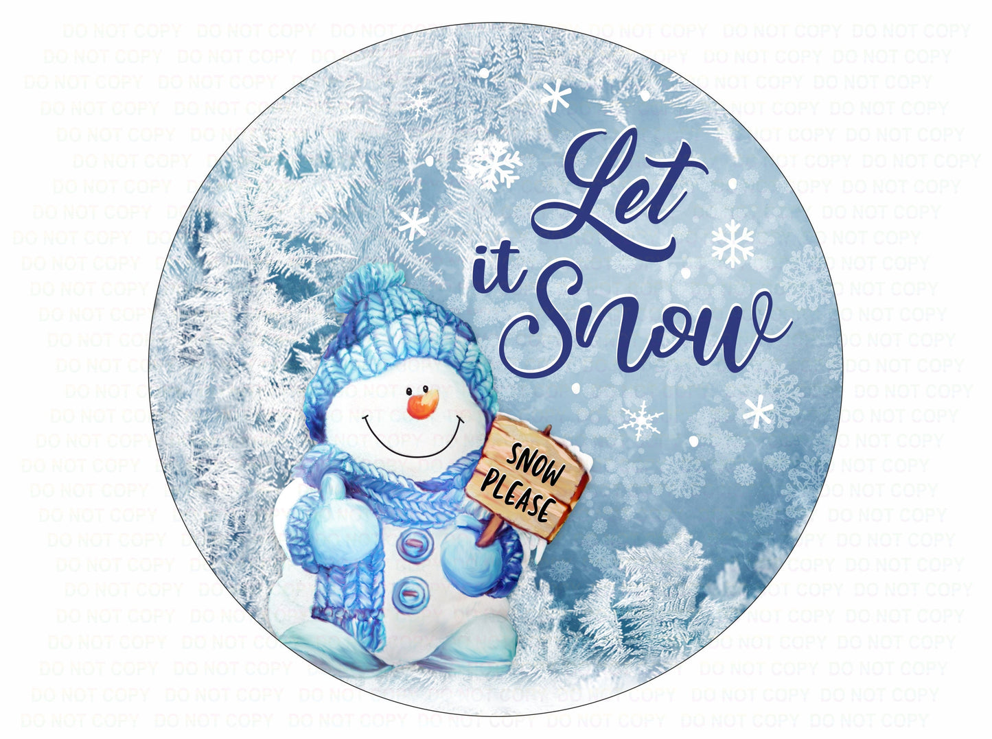 Let it snow wreath sign, christmas snowman sign