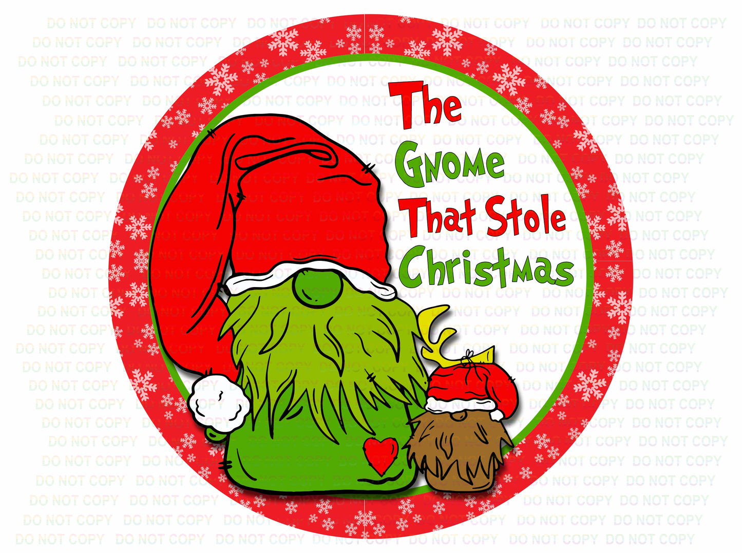 Gnome that stole christmas wreath sign