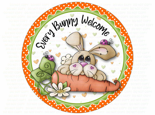 Every Bunny Welcome wreath sign, easter bunny wreath sign, welcome easter bunny sign, wreath sign uk, easter sign, happy easter sign