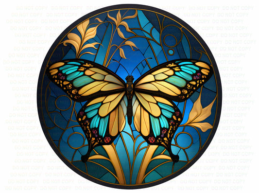 Butterfly wreath sign, Stained glass butterfly