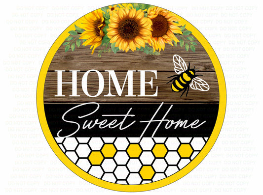 Home Sweet Home wreath sign door sign, bee theme sign, bee style wreath sign, spring wreath sign, summer wreath sign