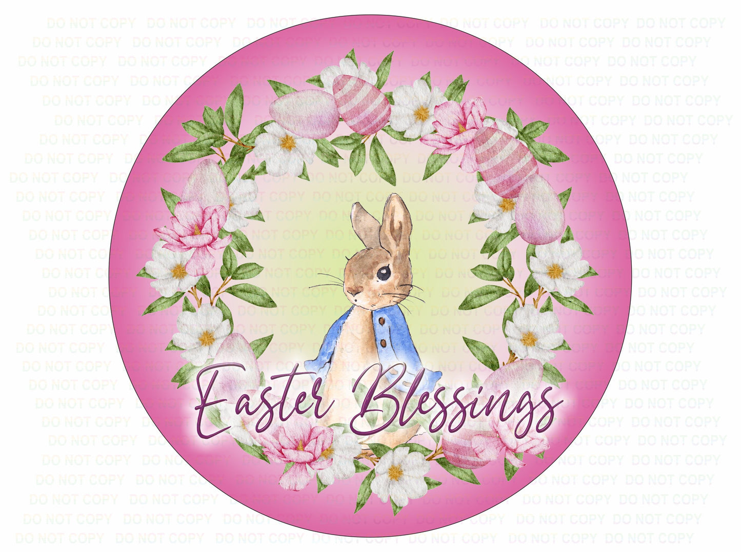 Easter Blessings wreath sign, Peter Rabbit wreath, Easter wreath sign, cottontail sign, easter egg wreath sign