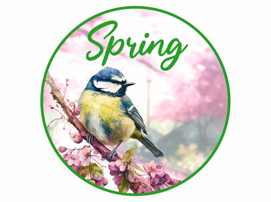 Spring Tit wreath sign, Happy Spring wreath sign, cute spring bird sign, spring wreath sign