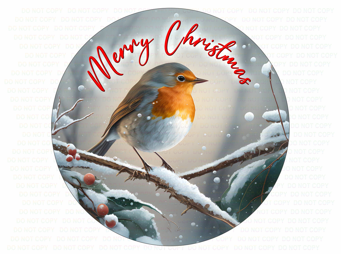 Robin xmas wreath sign