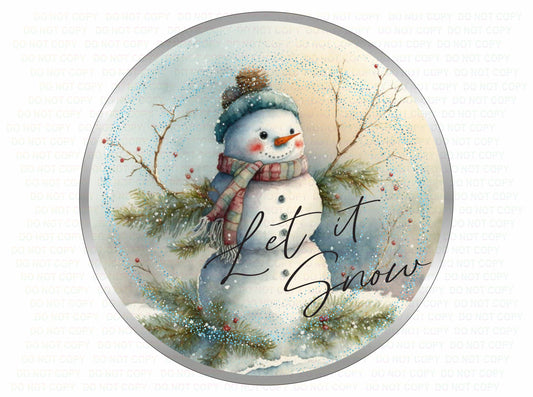 Let it snow wreath sign, christmas snowman sign