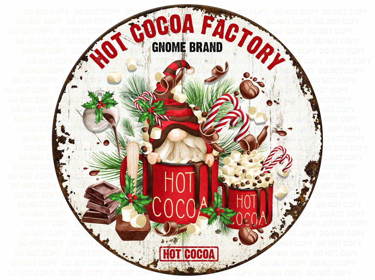 Hot Cocoa Factory sign Christmas Gnomes