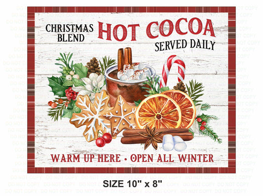 Hot Cocoa wreath Sign, christmas hot cocoa wreath sign, hot cocoa sign