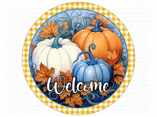 Welcome Autumn wreath sign, Pumpkin wreath sign UK, Autumn Pumpkin wreath sign uk