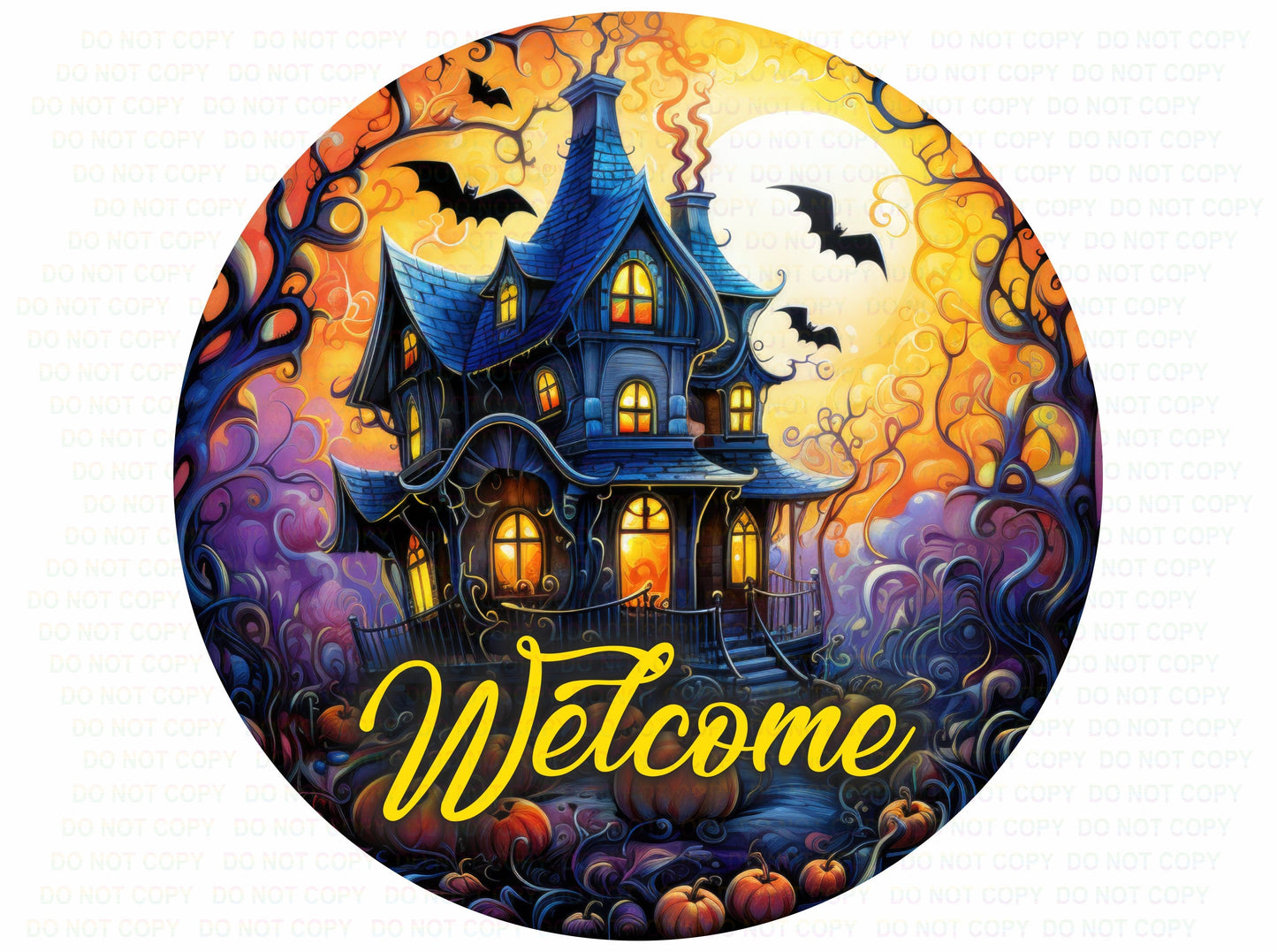 Halloween welcome wreath sign, Halloween sign, Halloween wreath sign, halloween plaque, haunted house sign