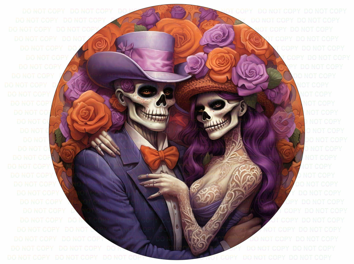 Dia De Los Muertos Wreath Sign, Skeleton Couple Wreath Attachment, Signs for Halloween Wreaths, Day of The Dead