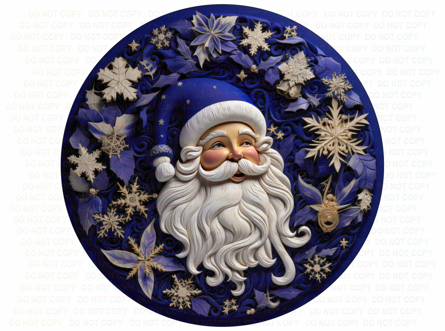 Blue Santa Christmas sign