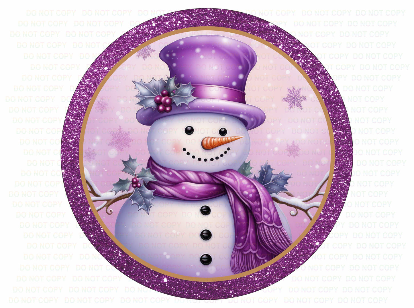 Let it snow wreath sign, christmas snowman, purple snowman