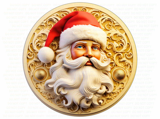 Gold Santa Christmas sign