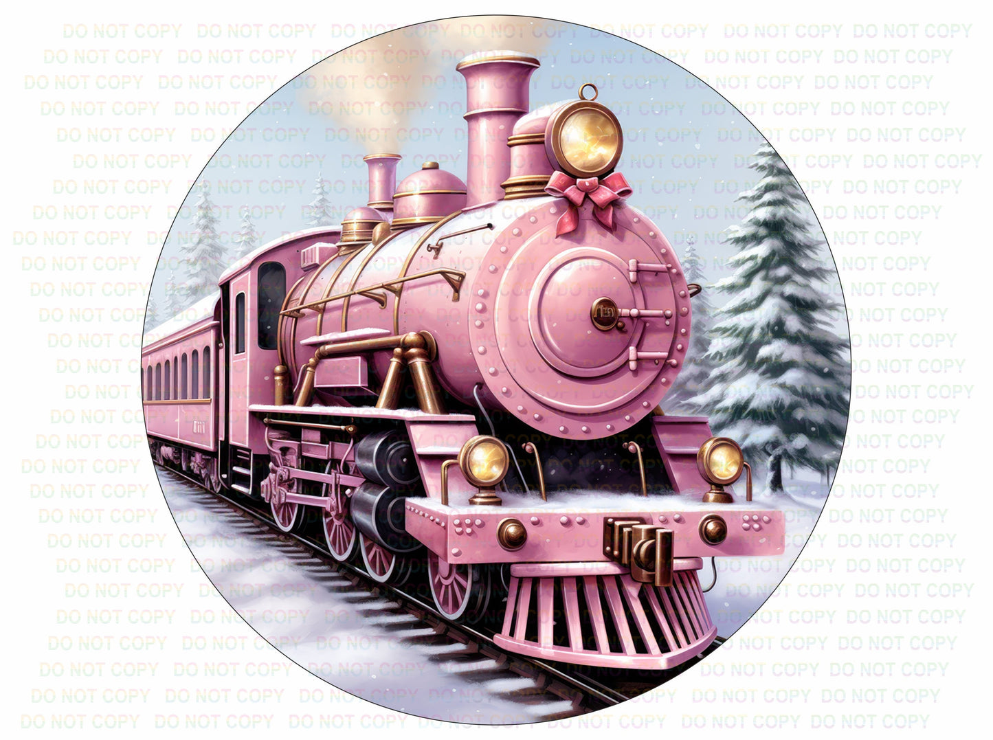 Pink train Christmas sign, Christmas train wreath sign