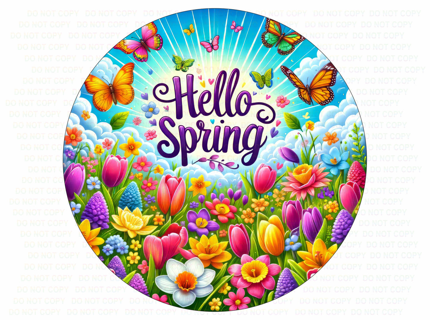 Hello Spring wreath sign, Happy spring round sign, spring door sign, spring wreath sign