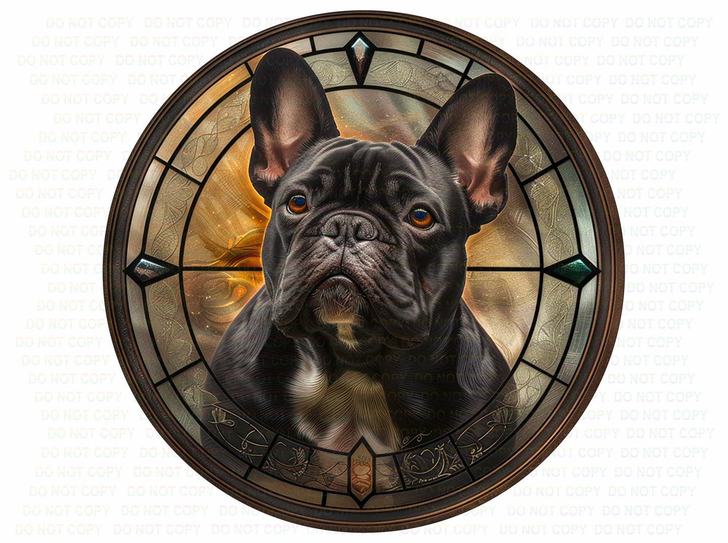 French Bulldog sign, Dog wreath sign, French Bulldog gift, Imitation stained glass dog sign, Pet Dog Memorial, French Bulldog Plaque