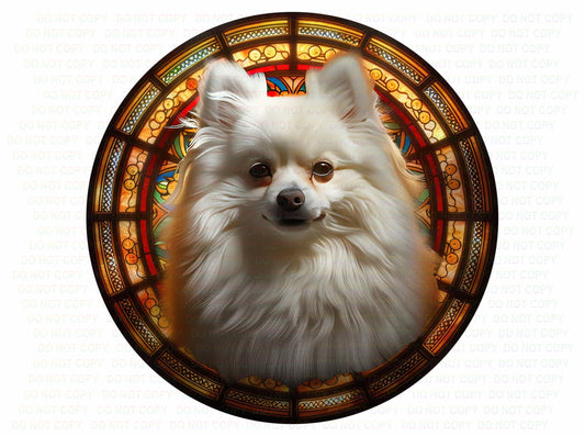 Pomeranian sign, Dog wreath sign, Pomeranian gift, Imitation stained glass dog sign, Pet Dog Memorial, Pomeranian Plaque, Pomeranian art