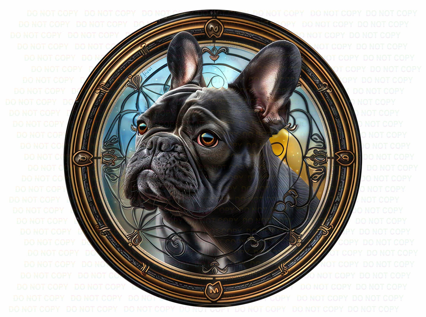 French Bulldog sign, Dog wreath sign, French Bulldog gift, Imitation stained glass dog sign, Pet Dog Memorial, French Bulldog Plaque