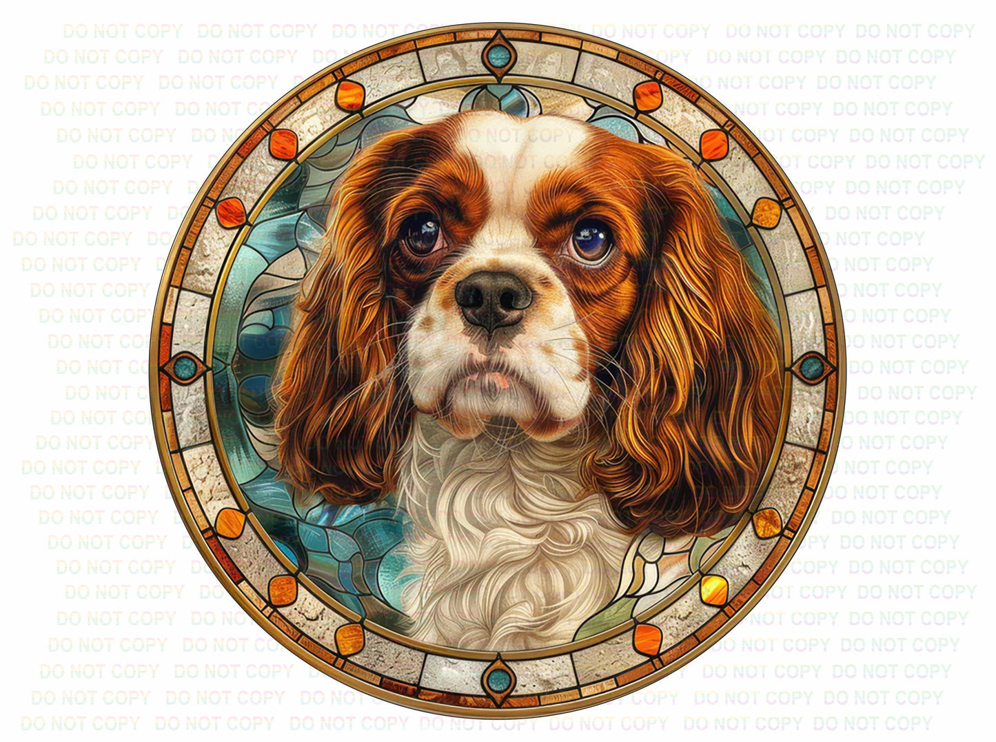 Cavalier King Charles sign, Dog wreath sign, Cavalier gift, Imitation stained glass dog sign, Pet Dog Memorial