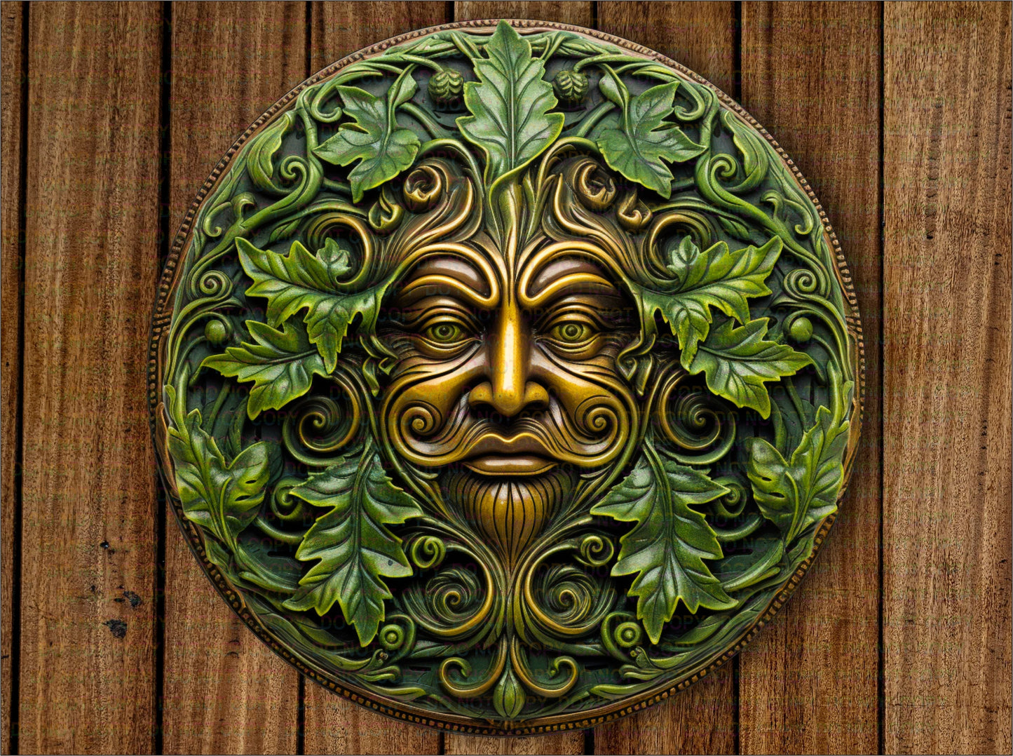 Green Man Metal Sign, Nature Lover's Wall Art Décor, Garden Guardian, bronze garden sign