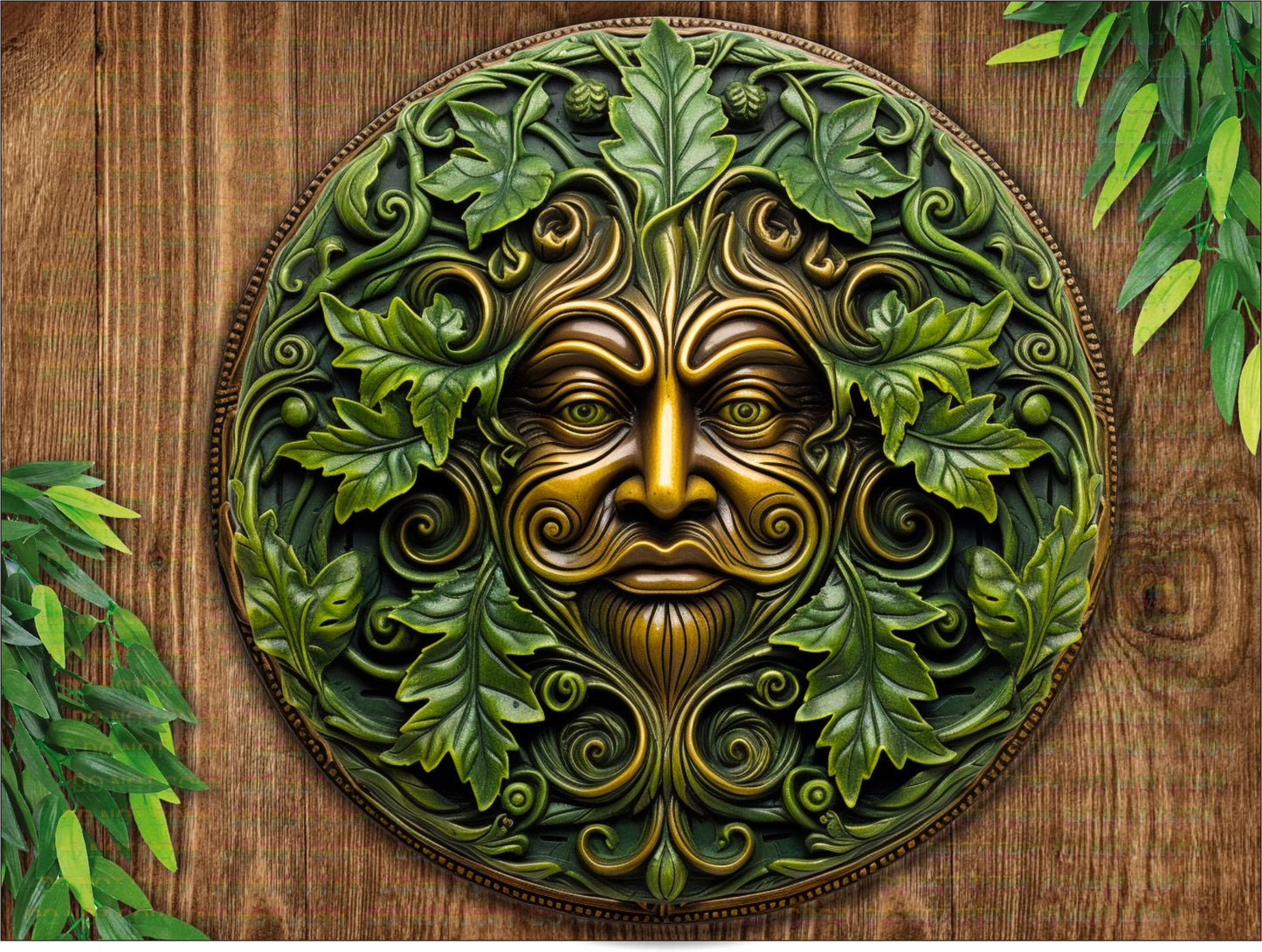 Green Man Metal Sign, Nature Lover's Wall Art Décor, Garden Guardian, bronze garden sign