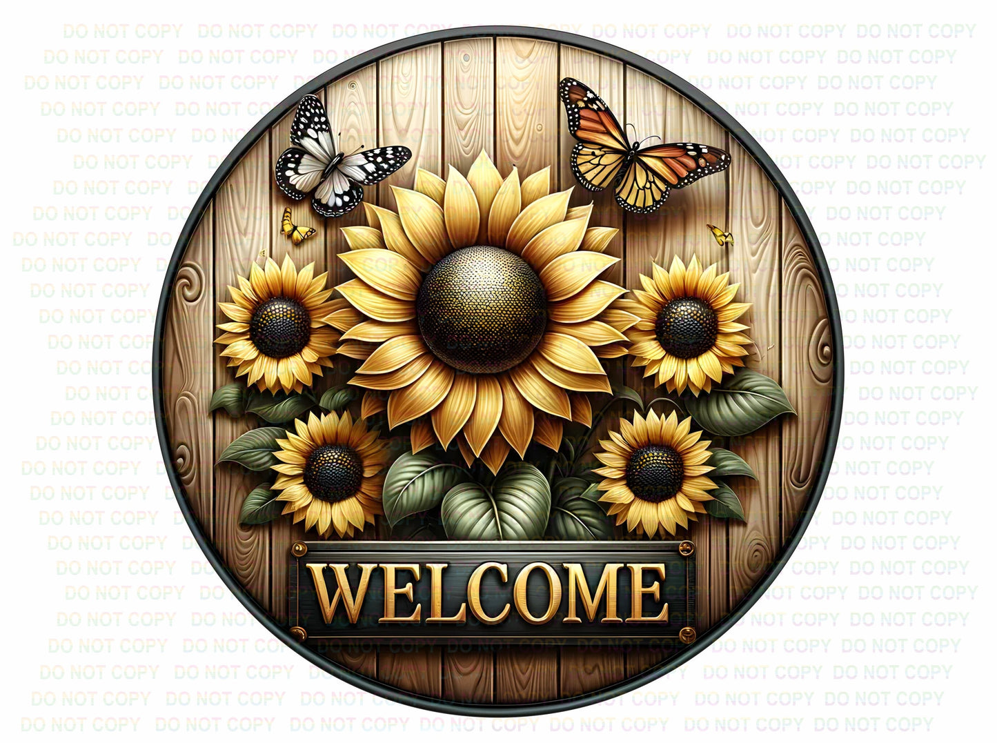 Welcome Sunflower sign, spring wreath sign, spring door sign