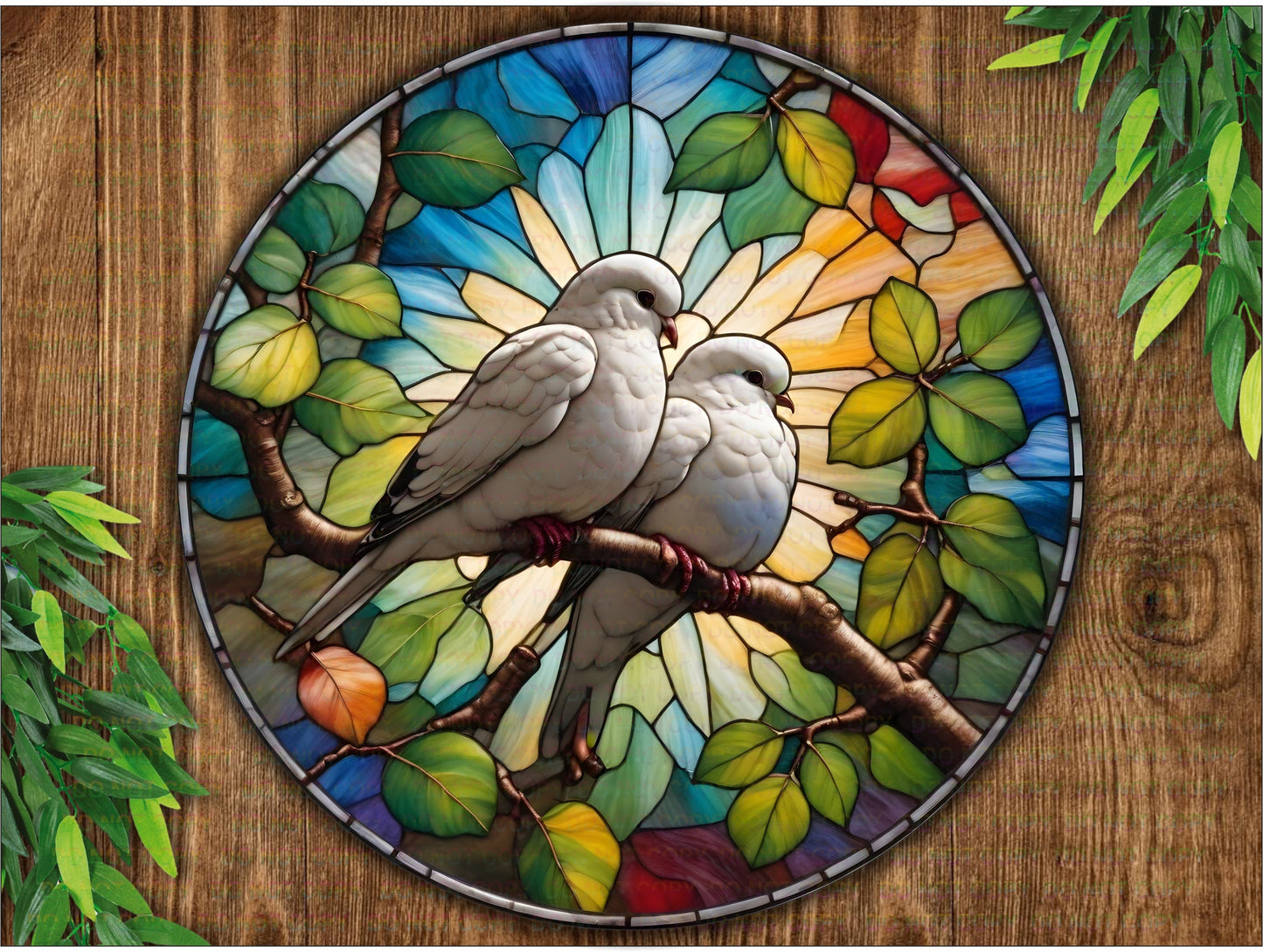 Doves sign, Faux Stained Glass effect sign, Doves wreath sign, Welcome wreath , Front door wreath sign, White doves sign