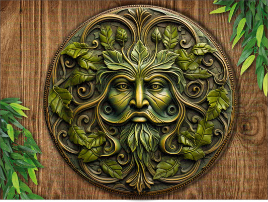 Green Man flat Metal Sign, Nature Lover's Wall Art Décor, Garden Guardian, bronze garden sign, FLAT SIGN