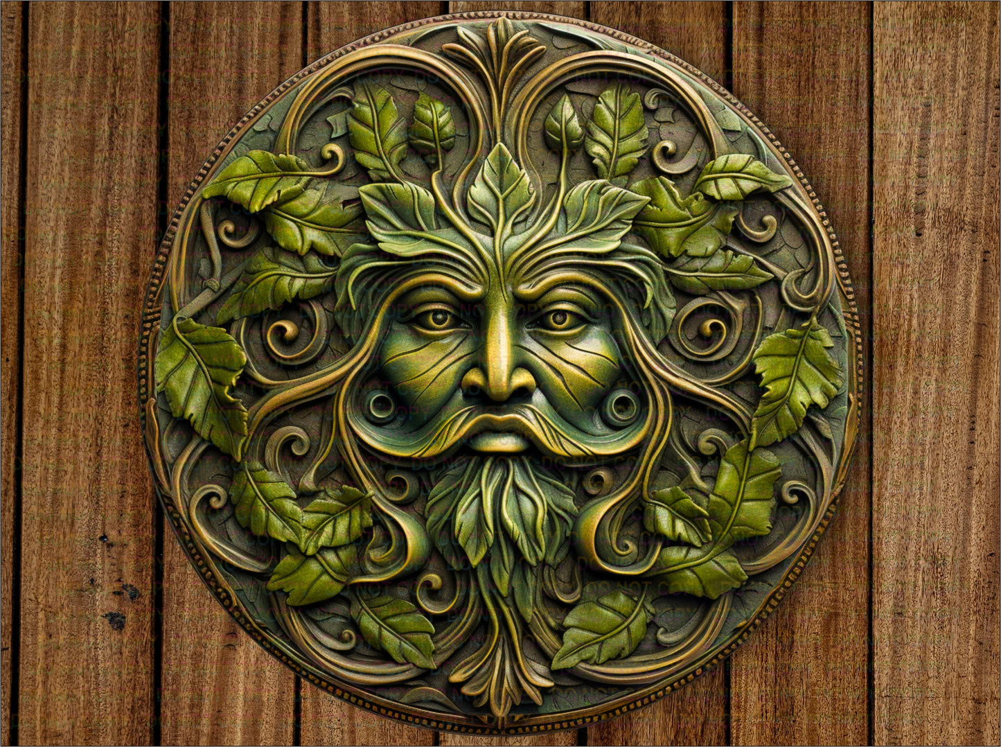 Green Man flat Metal Sign, Nature Lover's Wall Art Décor, Garden Guardian, bronze garden sign, FLAT SIGN