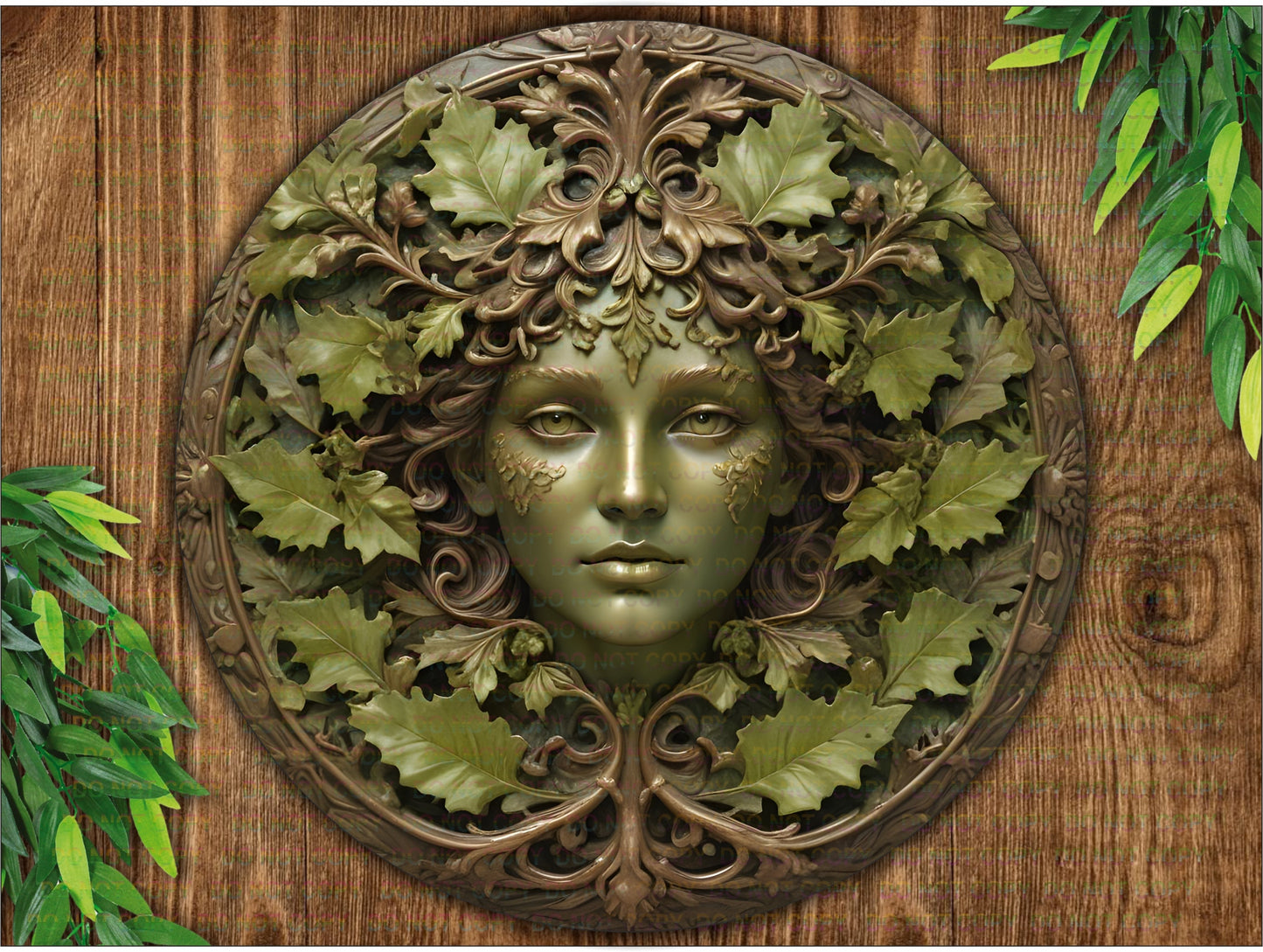 Green Woman Metal FLAT Sign, Nature Lover's Wall Art Décor, Garden Guardian, bronze garden sign, celtic plaque