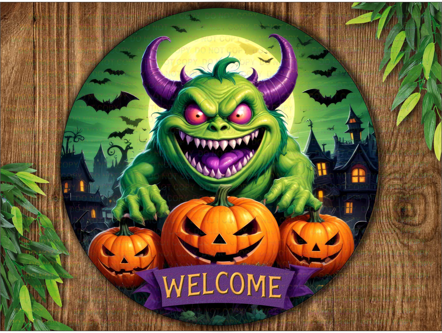 Welcome Monster Sign for Halloween Décor and Wreaths