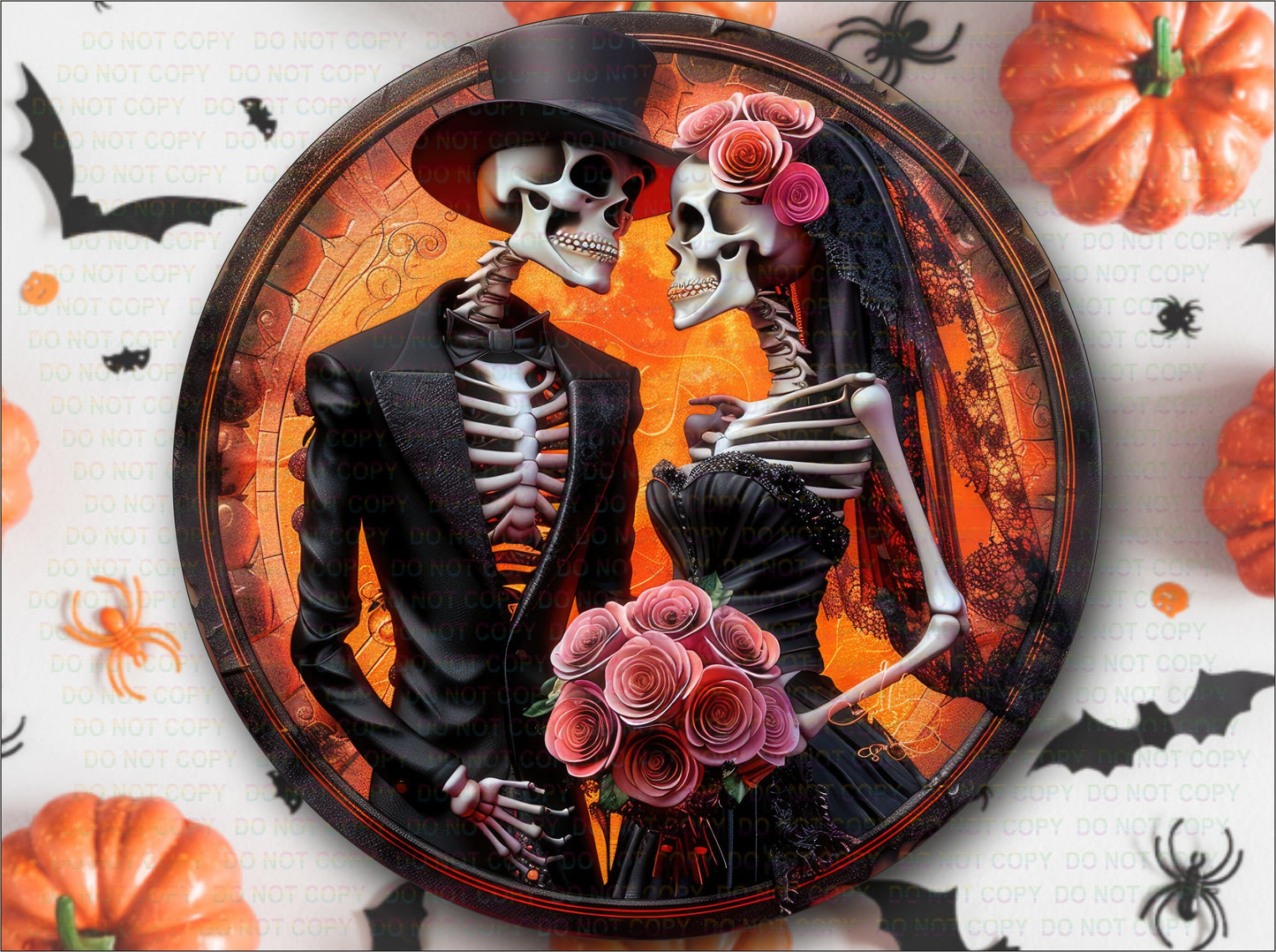 Skeleton Couple sign, Signs for Halloween Wreaths, skeleton wedding, halloween wreath sign, halloween decor