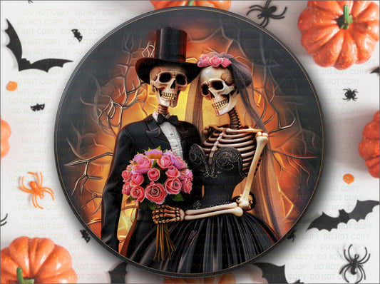 Skeleton Couple sign, Signs for Halloween Wreaths, skeleton wedding, halloween wreath sign, halloween decor