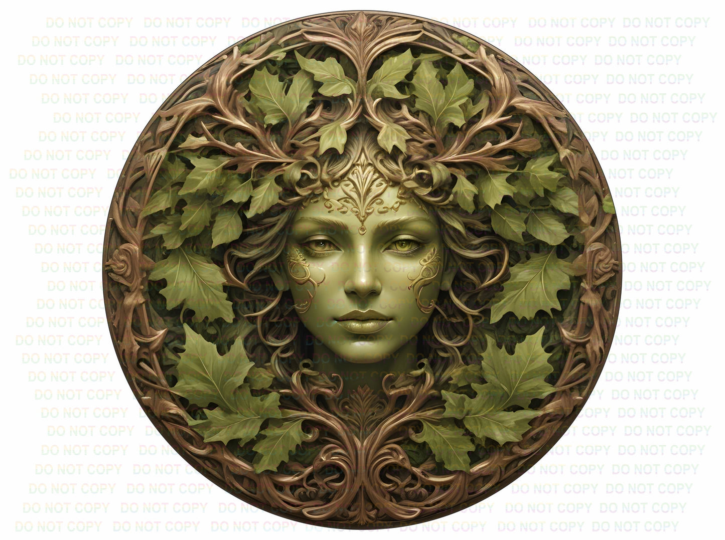 Green Woman Metal Sign, FLAT printed sign, Nature Lover's Wall Art Décor, Garden Guardian, bronze garden sign, celtic plaque, FLAT sign