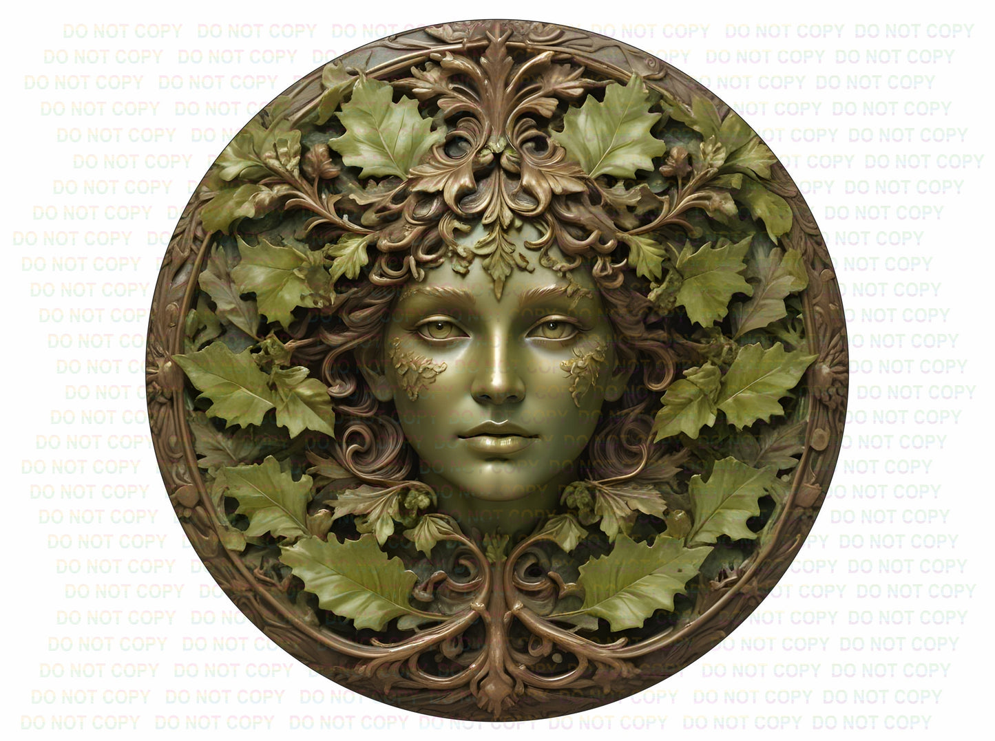 Green Woman Metal FLAT Sign, Nature Lover's Wall Art Décor, Garden Guardian, bronze garden sign, celtic plaque