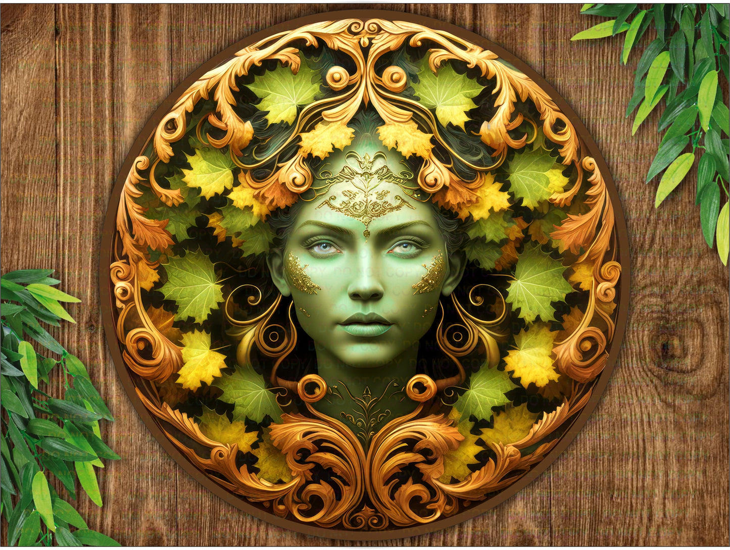 Green Woman Metal Sign, Nature Lover's Wall Art Décor, Garden Guardian, bronze garden sign, celtic plaque, FLAT SIGN