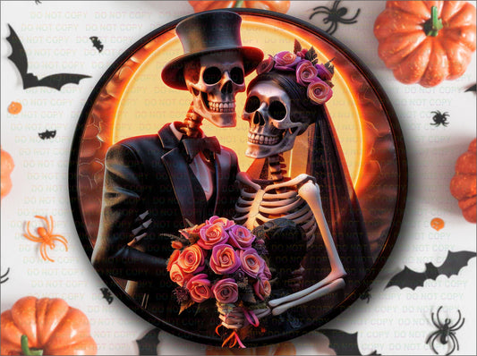 Skeleton Couple sign, Signs for Halloween Wreaths, skeleton wedding, halloween wreath sign, halloween decor