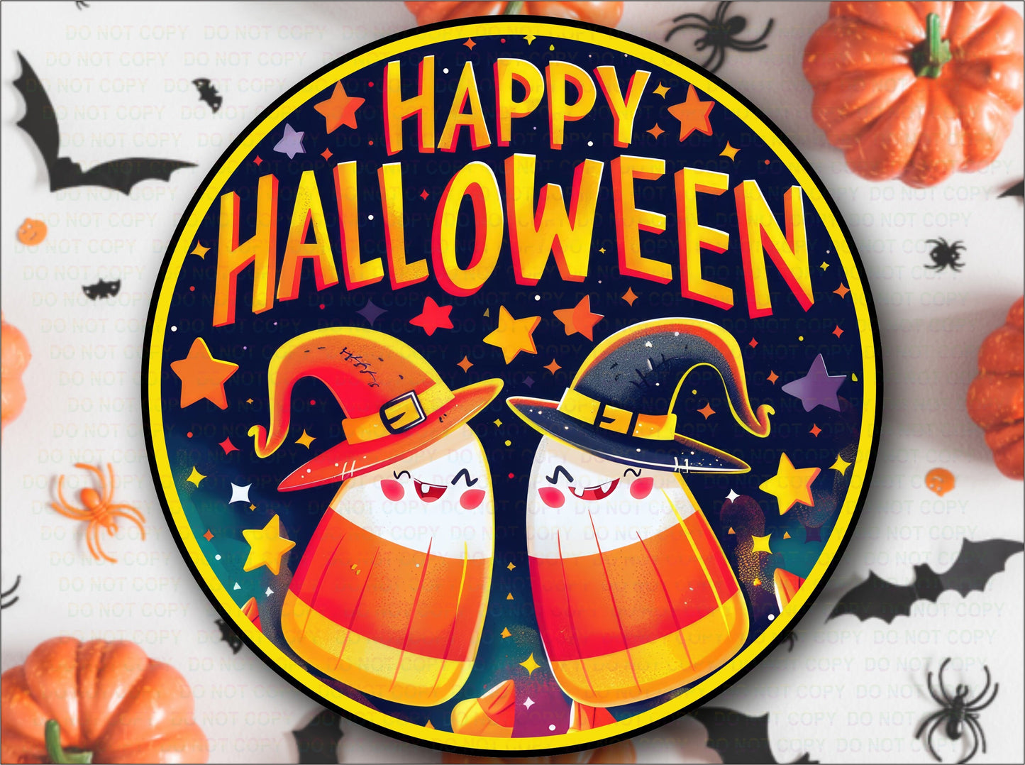 Happy Halloween sign, Candy Corn sign, Trick or treat wreath sign, halloween sign