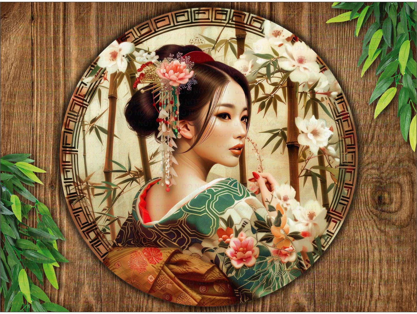 Traditional japanese girl sign,japanese wreath,kimono sign,japanese sign,garden plaque,pagoda,japanese garden art,japanese garden,geisha