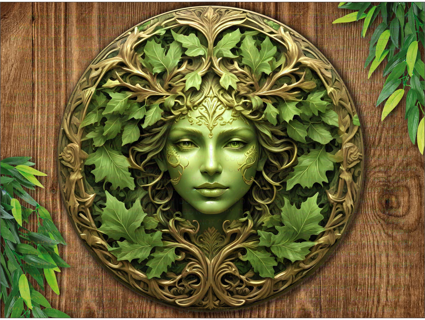 Green Woman Metal Sign, Nature Lover's Wall Art Décor, Garden Guardian, bronze garden sign, celtic plaque, FLAT SIGN