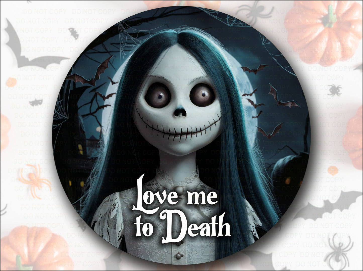 Love me to death sign, Halloween wreath sign, welcome sign, skeleton wreath sign