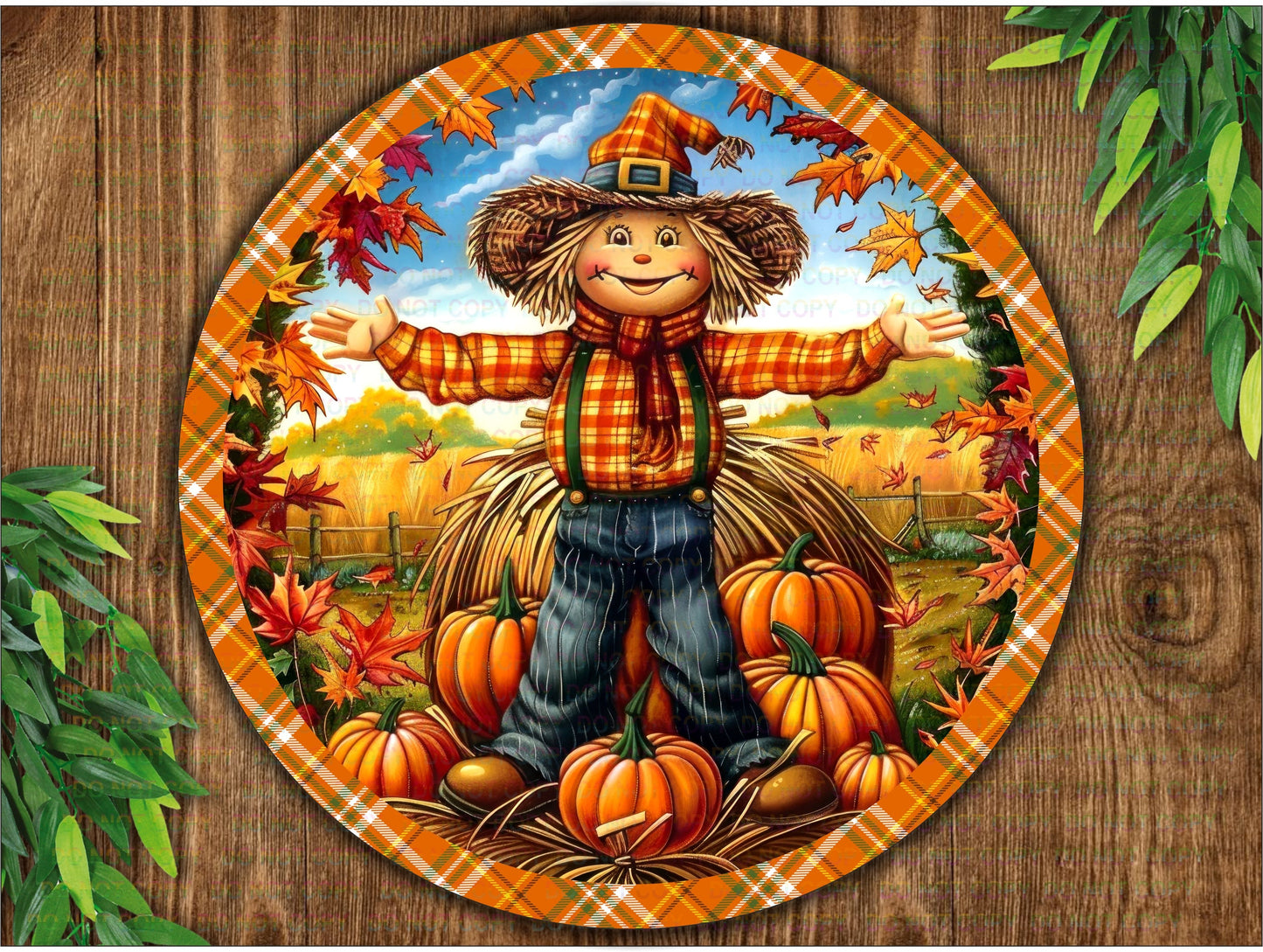 Autumn scarecrow wreath sign, Autumn wreath sign UK