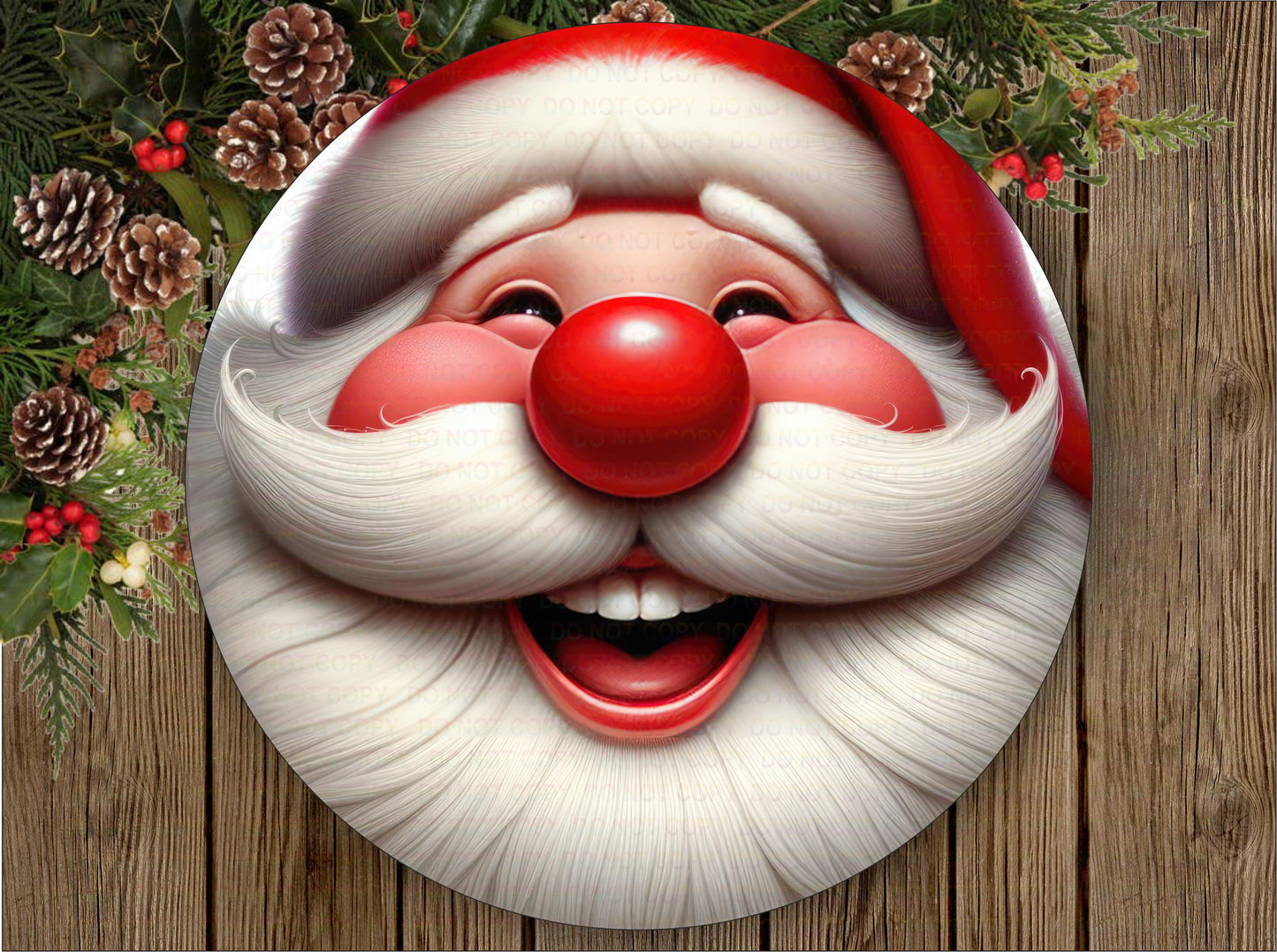 Jolly Santa Face Christmas sign,  metal sign for christmas,santa wreath sign, santa wreath sign, smiling santa wreath