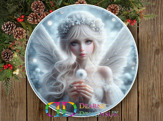 Enchanted Frost Fairy Christmas Sign , Winter garden plaque, Christmas wreath sign, ice queen, winter fairy, Christmas Door Decorations