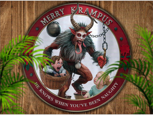 Krampus wreath sign