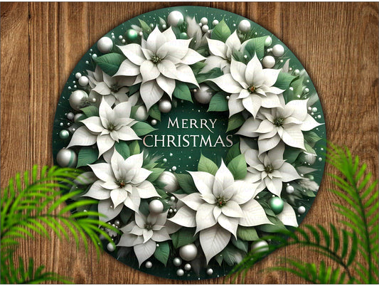 Poinsettia wreath sign