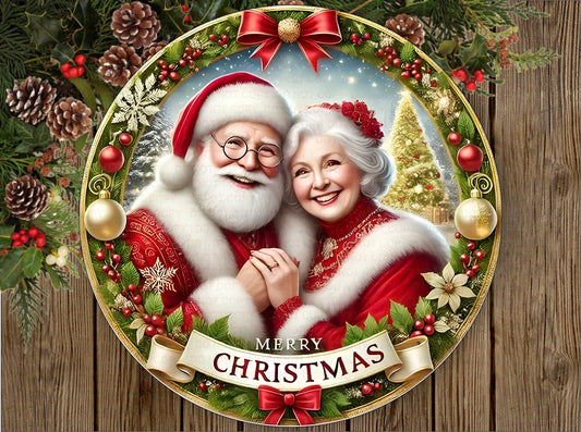 Mr & Mrs Santa Claus wreath sign, santa couple sign