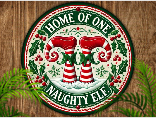 Naughty Elf wreath sign, Home of one naughty elf sign, xmas elf, xmas elf decor